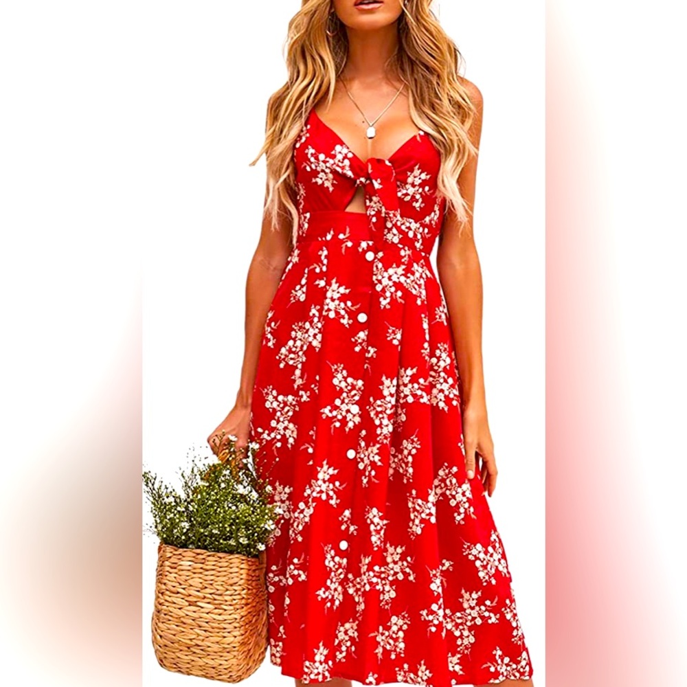 Red midi sundress